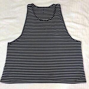 Athleta Women’s Essence Navy Gray Striped Racerback Tank Top Size XL